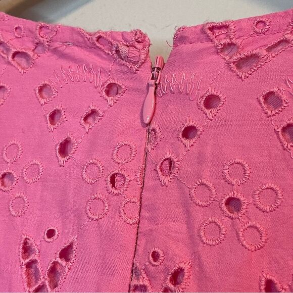 CHELSEA28 Eyelet Embroidered Cutout Bracelet Sleeve Midi Dress Pink SIZE M - Picture 7 of 11